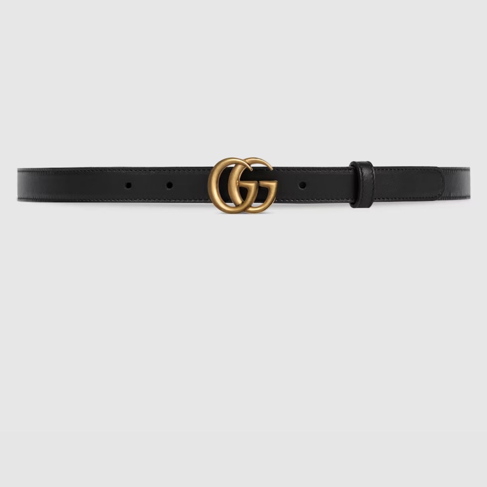 Gucci Black Leather Belt with Gold Buckle